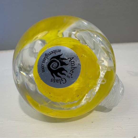 Handblown one of a kind glass bunny rabbit with yellow glass design inside. - Picture 10 of 12